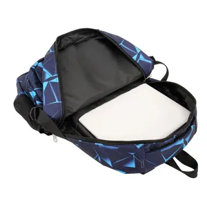 Blauer geometrischer Rucksack lässige Schultasche modischer Tagesrucksack Reiserucksack