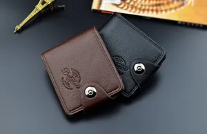 Portefeuille court homme cuir grain litchi porte-cartes affaire loisir noir et marron