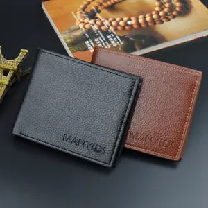Men short wallet leather coin purse classic business casual card holder black brown