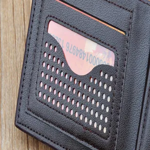Portefeuille court homme en cuir fentes multiples carte marron detail retro design