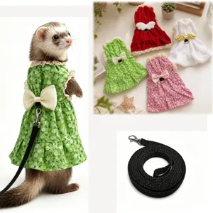 Ferret harness and leash set floral dress small pet walking vest cute apparel accessories