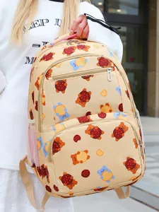 Sac à dos mignon imprimé d'ours pour femmes et étudiants voyage en plein air école.