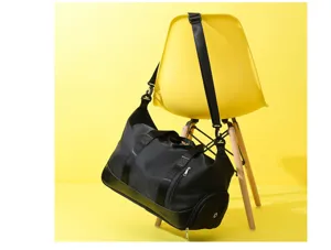 Bolsa de deporte negra con compartimento para zapatos para fitness yoga viaje