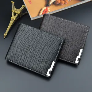 Men's Vintage Crocodile Pattern PU Leather Short Wallet Multi-card Slots Horizontal Retro Bifold Purse For Daily Business Gift