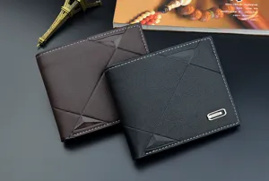 Herren Kurzbrieftasche Detailansicht, stilvolles geometrisches Muster weiches Leder Portemonnaie