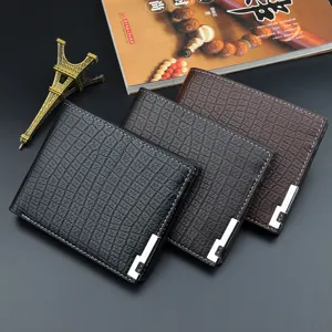 Men short wallet crocodile pattern PU leather card holder fashion casual business pocket purse