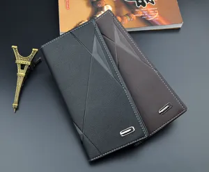 Portefeuille long homme en cuir PU multi-cartes grande capacité élégant sac d'affaires.