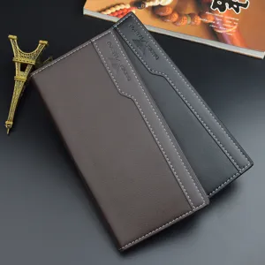 Portefeuille Long Pour Hommes Bifold En Cuir PU Business Navette Multi Fentes Pour Cartes Grande Capacité Mince Minimaliste Noir Café Foncé