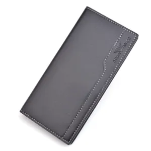 Portefeuille long homme en cuir noir porte-cartes fin minimaliste style d'affaires classique