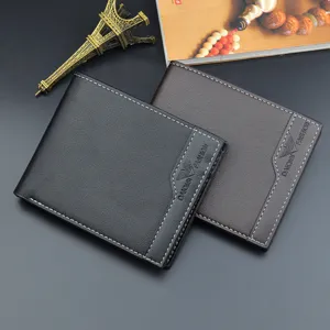 Portefeuille Court Homme Mode Patchwork en Cuir PU Multi-emplacements Cartes Pliable Mince Business Décontracté Portefeuille