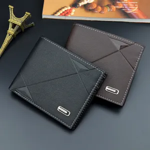 Herren Kurze PU Leder Brieftasche Business Pendeln Ultra Leicht Zweifach Gefaltet Kartenfächer Einfarbig Geprägt Brieftasche Für Alltag Geschenk