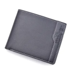 Nouveau portefeuille court pour hommes mode épissage affaires casual en cuir souple doux.