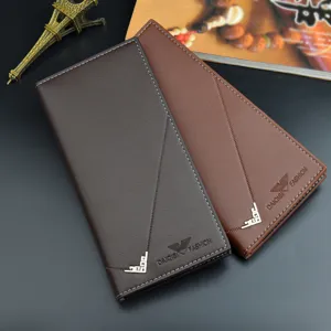 Men long vertical soft leather wallet large capacity business card holder stylish purse