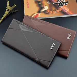 Nouveau portefeuille homme long en cuir souple porte-cartes mode sac pochette d'affaires