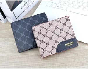 Men short wallet PU leather vintage plaid card holder classic fashion coin purse classy