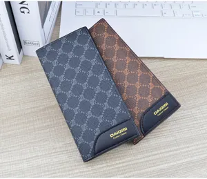 Herren Geldbörse lang PU Leder Kartenhalter Mode klassisches Muster Vintage Business Tasche