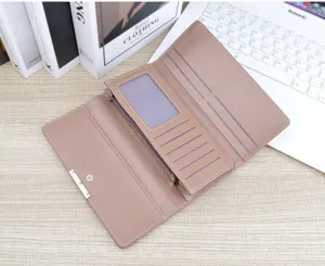 Women's long wallet soft leather trifold purse with multi card slots and coin pocket elegant.