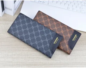 Herren Langbörse PU Leder Kartenhalter Vintage Monogramm Muster Mode Business Geldbörse Alltag.