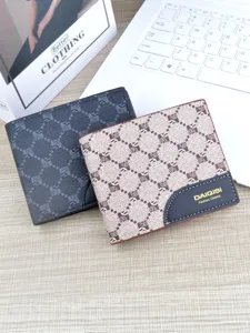 Men's short wallet plaid print soft leather card holder retro fashion coin purse multi-card slot