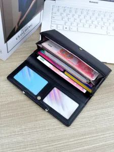 Portefeuille long femme en cuir PU étui à cartes grande capacité sac pour téléphone