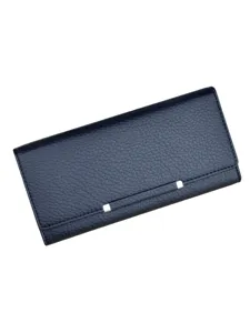 Portefeuille long en cuir pour femme pochette avec fentes de cartes et accent métal face.