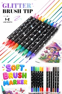 Juego de rotuladores con purpurina de doble cabezal para arte dibujo diario DIY art
