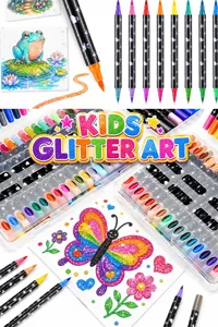 Set de rotuladores con purpurina de doble punta, rotuladores acrílicos para dibujo y manualidades.