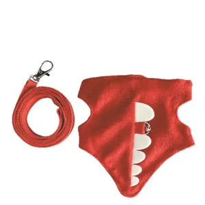 Set guinzaglio e pettorina dinosauro rosso per porcellino d'India con campanello per animali.