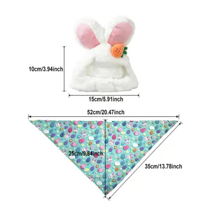 Easter goose costume rabbit hat and patterned bib dimension details for holiday decoration