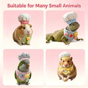Kleine huisdier chef-kok hoed en bib set schattig kostuum voor hamsters cavia's