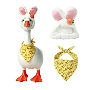 23 inch porch goose outfit Easter decoration set with cute bunny hat and carrot scarf.