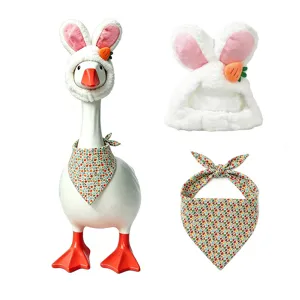 23 Inch Porch Goose Outfit Easter Bunny Hat Floral Bib Detail View Decoration Set