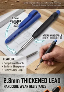 Tiefes Loch Holzbearbeitung mechanischer Bleistift mit integriertem Anspitzer und 2.8mm Blei.