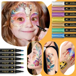 Wasserdichte Glitzer Körperfarbe Stifte Set, weiche Spitze DIY Tattoo Marker für Party.