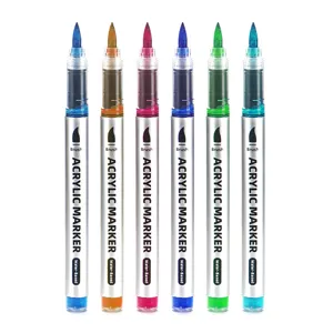 Set de 6 rotuladores acrílicos de colores con punta de pincel suave para pintura y manualidades.