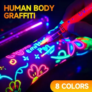 Directe Vloeibare UV Fluorescerende Verfpennen Lichtende Lichaamsschilderij Markers Voor Halloween Feest Neon Kunst Tekenbenodigdheden