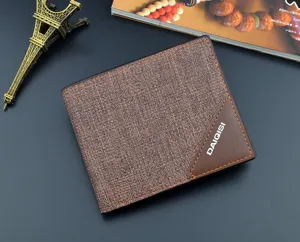 Herren Kurzgeldbörse Mode lässige Karteninhaber Business PU Leder Geldbörse braun horizontal.