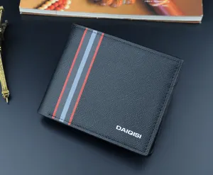 Men short wallet fashion cross pattern PU leather card holder business casual pocket purse