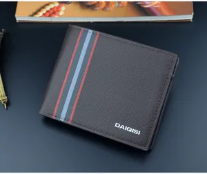 Mens short wallet cross grain leather business casual wallet with multiple card slots