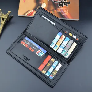 New men's long wallet fashion soft leather multi-card slot wallet business casual black card holder