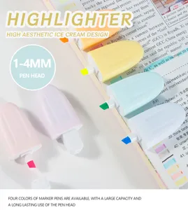 Mini cute ice cream highlighter set pastel aesthetic marker pens 1-4mm tip school supplies