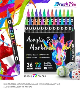 Set rotuladores acrilicos 72 colores doble punta boligrafos de arte para ninos dibujo y graffiti.