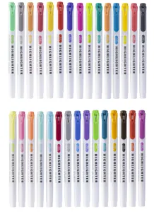 Conjunto de subrayadores de doble punta coloridos, marcadores de gran capacidad para estudiantes.