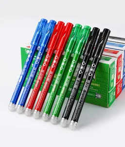 Detailed view of colorful 0.7mm erasable gel pens with boxes, ideal for office and school stationery.
