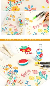 Doppelseitige Stoffmalstifte Set, waschbare DIY bunte Marker für kreative Kunst- und Bastelprojekte.