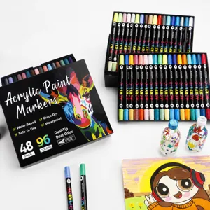 Acrylic Paint Markers Dual Tip Dual Color Art Markers Set For Kids Drawing DIY Graffiti School Office Supplies