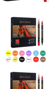 Doppelseitige Acryl-Fasermaler Set für DIY-Kunst, lebendige Farben mit feinen Spitzen.
