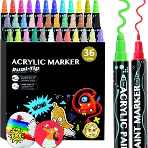 Double Ended Acrylic Paint Markers Waterproof Permanent Colored Marker For Student DIY Ceramic Painting Art Supplies