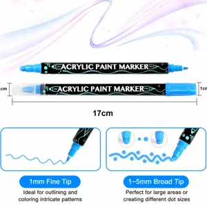 Dual tip acrylic paint markers with fine and broad nibs for rock ceramic canvas graffiti.
