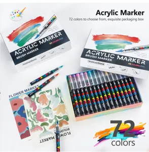 Professional acrylic marker pen set with 72 colors, water-based brush pens for art and painting.